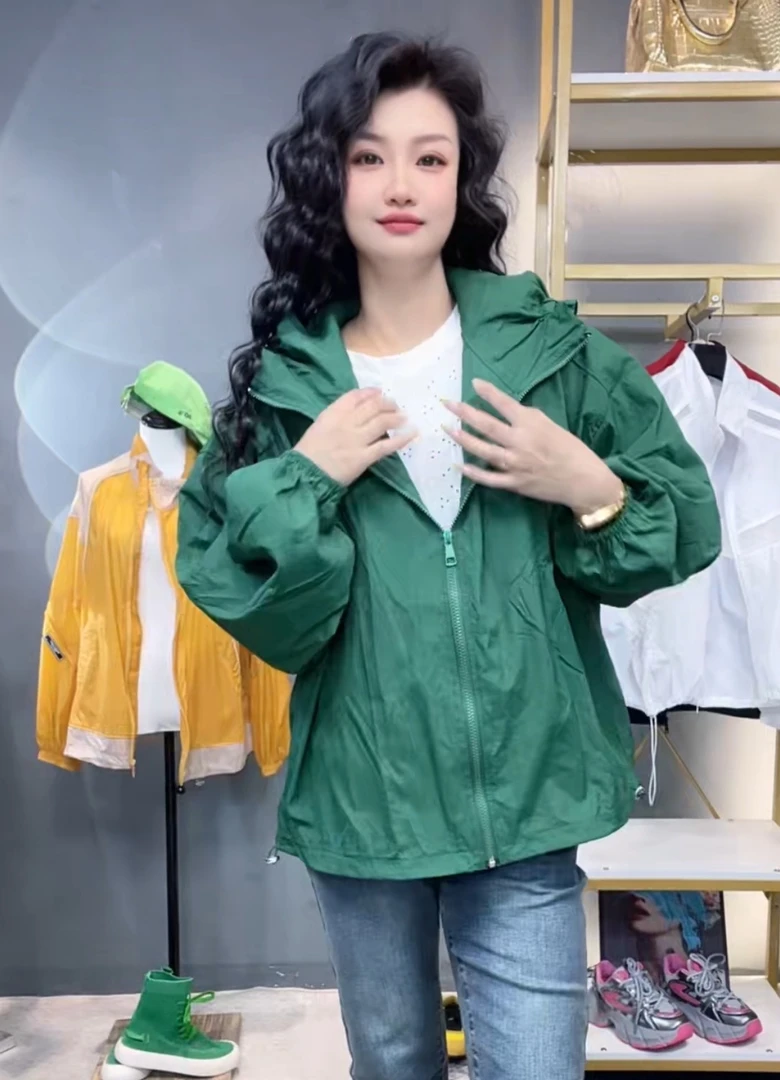 奇奇家潮派大码夏季新款宽松韩版休闲设计感兜帽斗篷式防晒外套