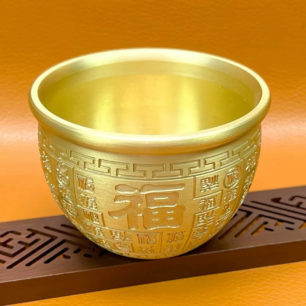 【普罗出】《本色百福缸》黄铜桌面摆件 公司门店办公室家居装饰品