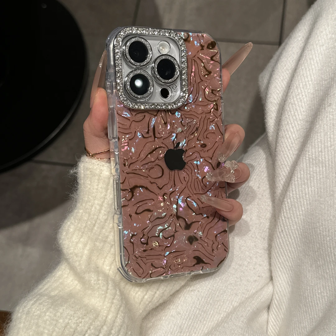 新款高级墨韵彩贝纹适用iPhone17手机壳苹果16promax全包15时尚14