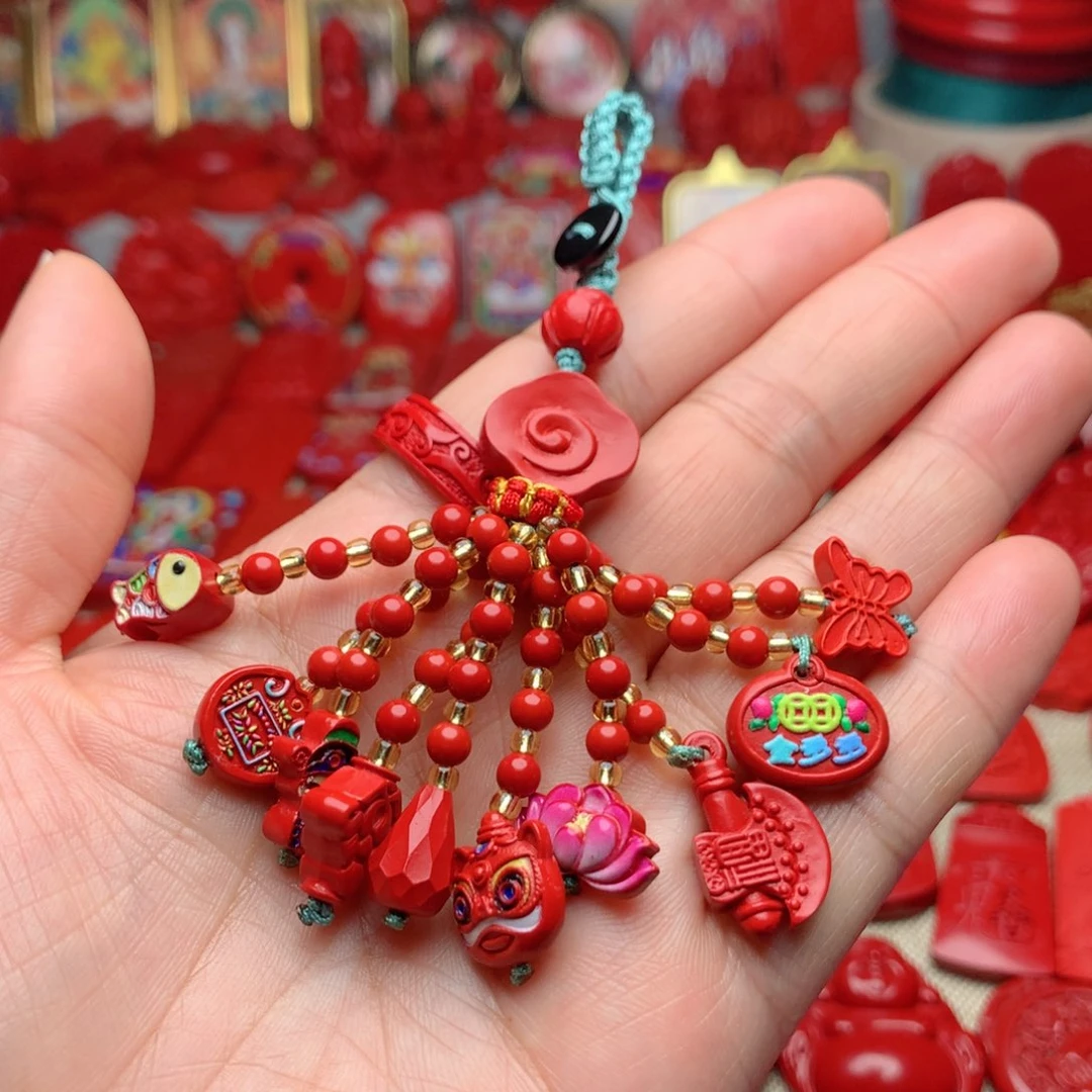 天然辰砂工艺品朱砂钥匙扣包包挂