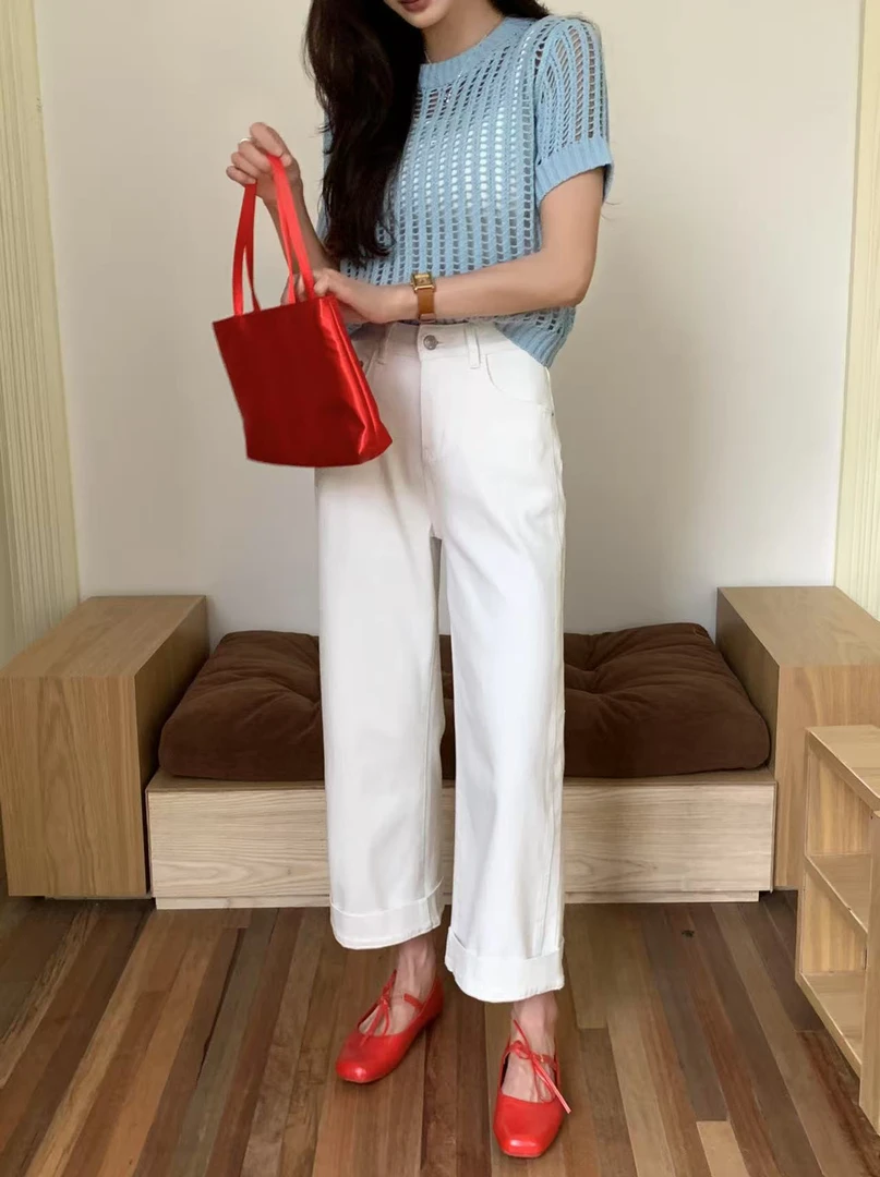 夏季窄版九分直筒牛仔裤高腰显瘦弹力百搭九分裤夏季休闲裤G160