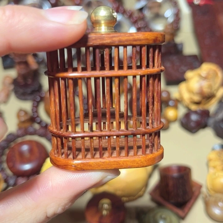木夜**默檀香紫檀手把笼子