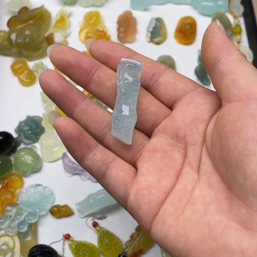鱼***水蛇纹石玉合金发饰
