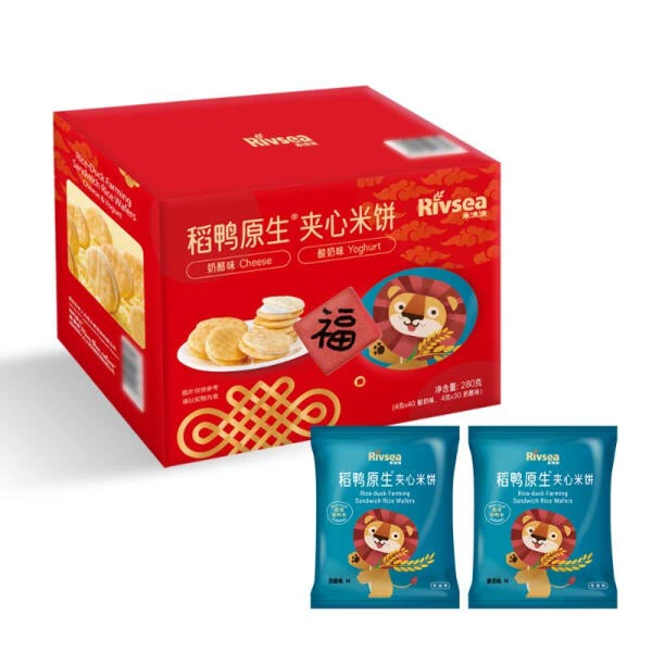 禾泱泱 稻鸭原生夹心米饼 280g (奶酪味(4g*30)+酸奶味(4g*40))