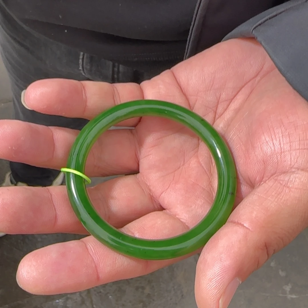 和田玉未镶嵌手镯俄碧冰绿54加