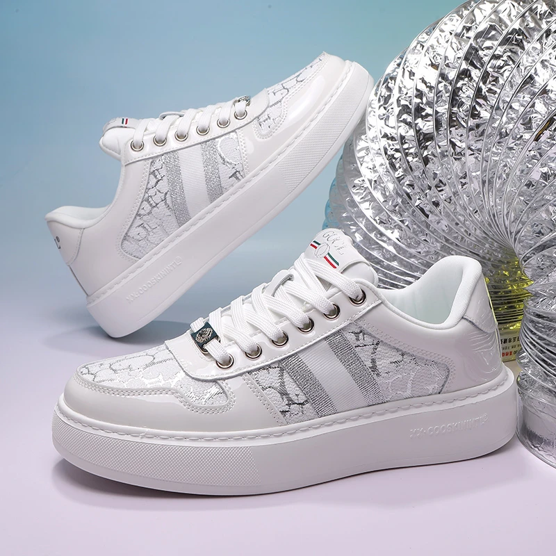 酷奇经典白银厚底男女鞋休闲板鞋复古轻奢情侣厚底鞋拼色低帮均霖