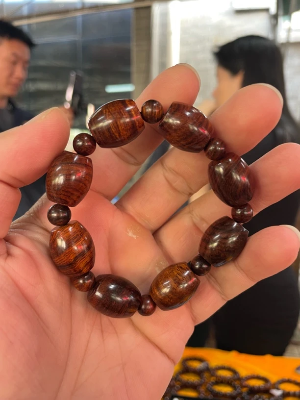 海南黄花梨手串老料枣珠单圈012075