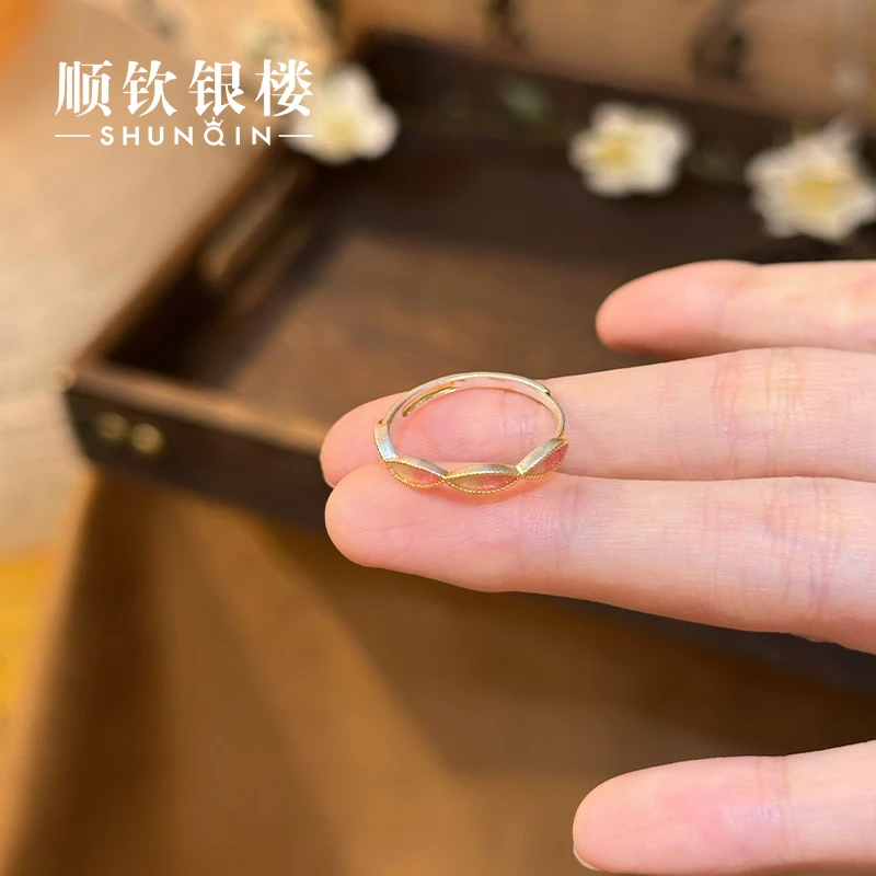 顺钦银楼 足银珐琅戒指  【云岫戒指】999.9可爱清新气质百搭戒指