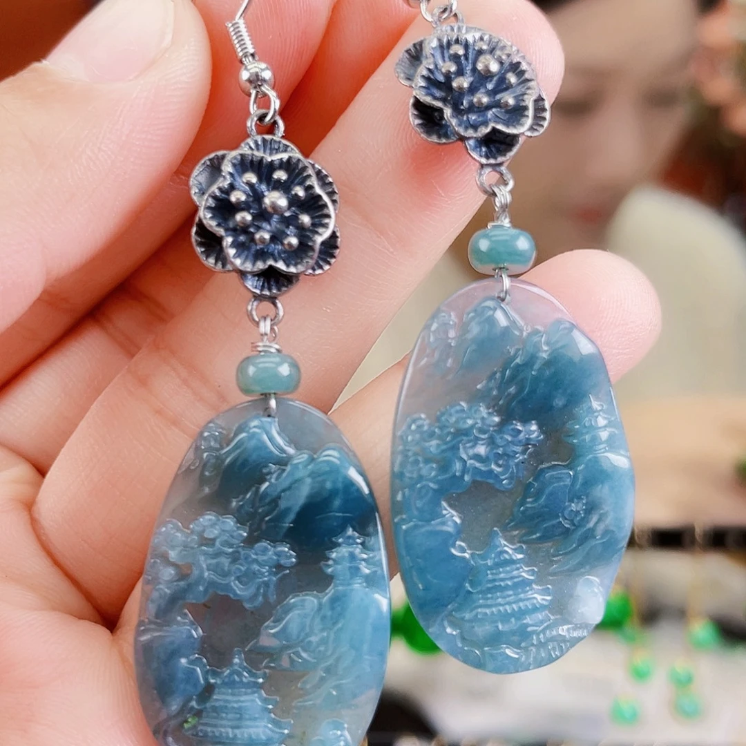 翡翠未镶嵌耳饰饰品