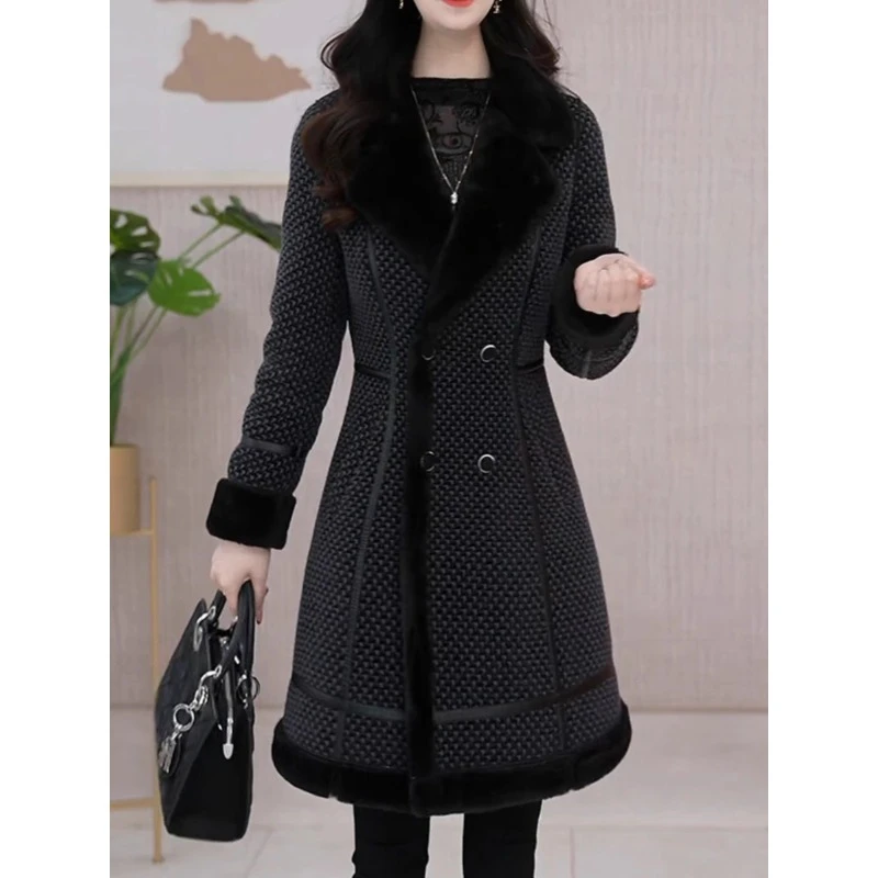 【子熙】气质毛呢外套女2025新款秋冬季加绒气质妈妈中长款呢子大衣