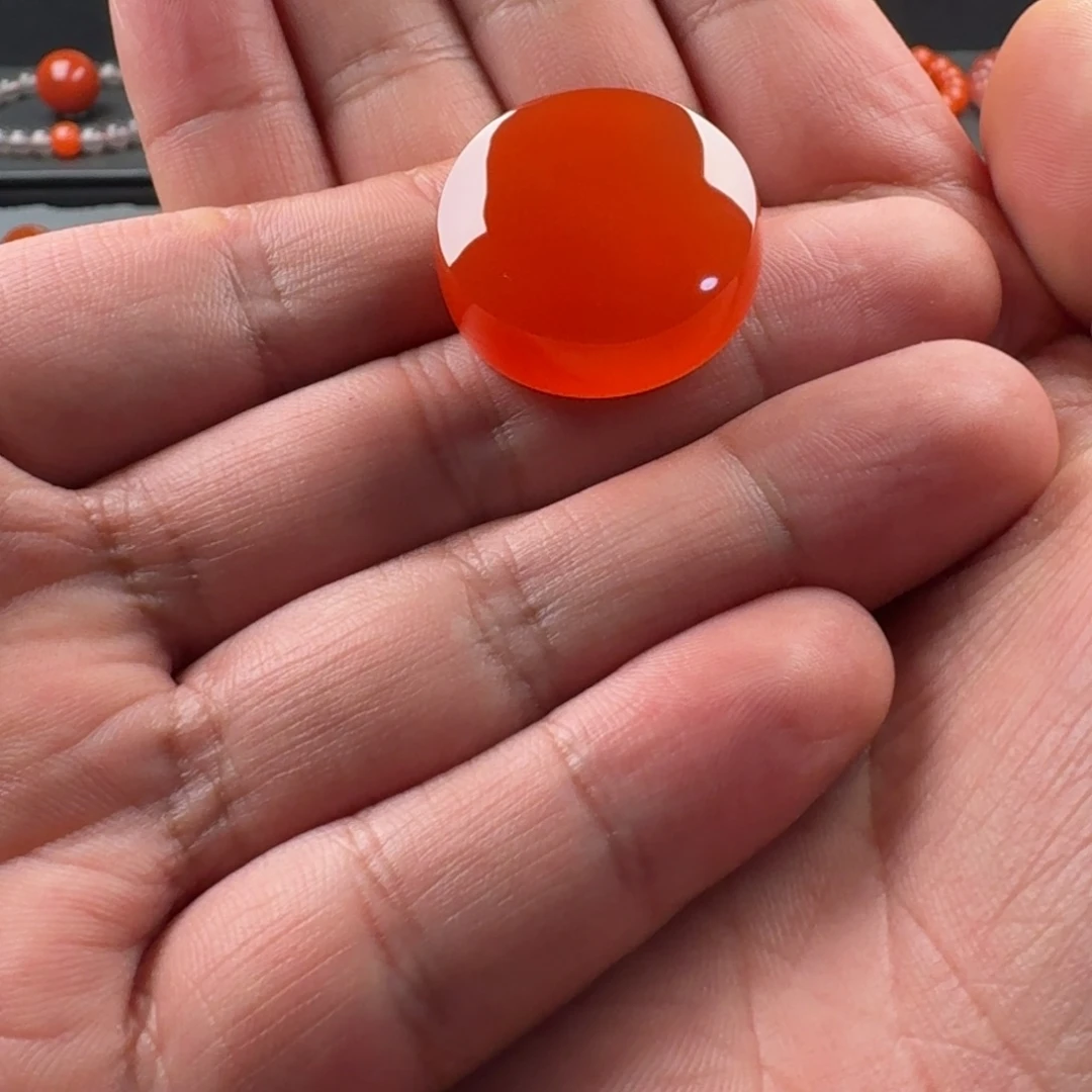 南红玛瑙未镶嵌无事圆牌25*11