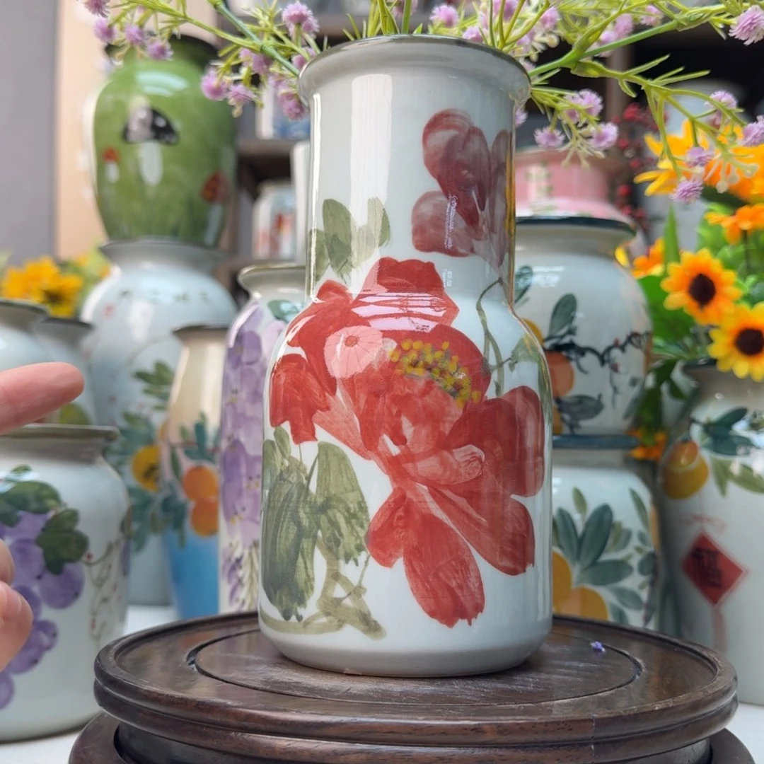 摆件景德镇陶瓷手绘花瓶摆件无孔