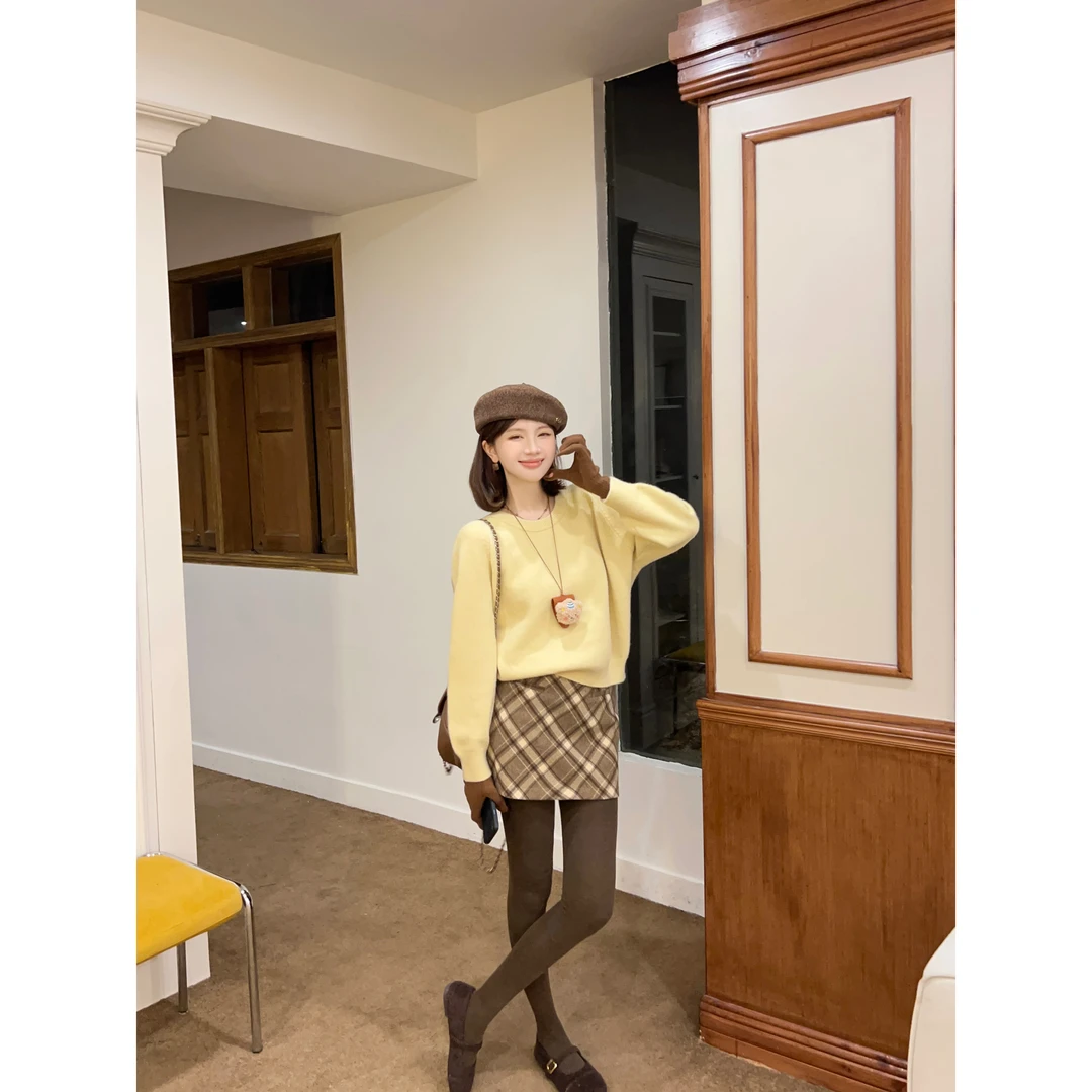 【芝士Cheese】奇迹童话镇 韩系时尚百搭软糯圆领套头针织毛衣