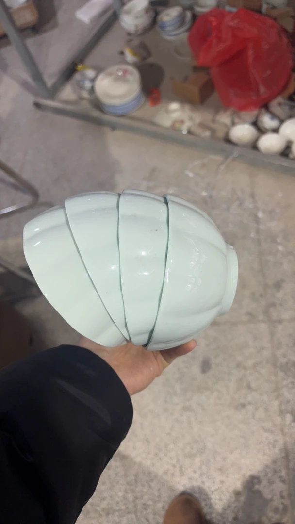 景德镇高温陶瓷影青南瓜4.75寸米饭碗4只