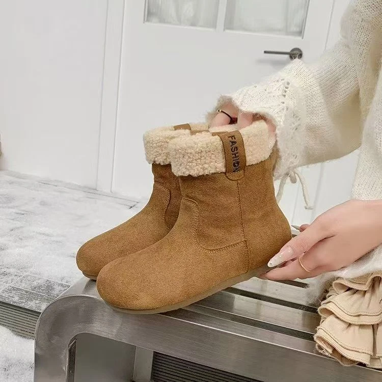 【华小姐】秋冬季新款时尚潮流圆头平底百搭小短靴16812