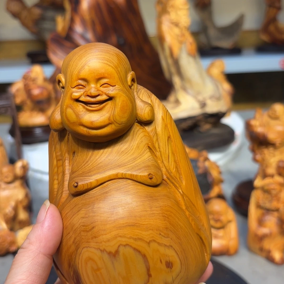 木太行崖柏弥勒佛