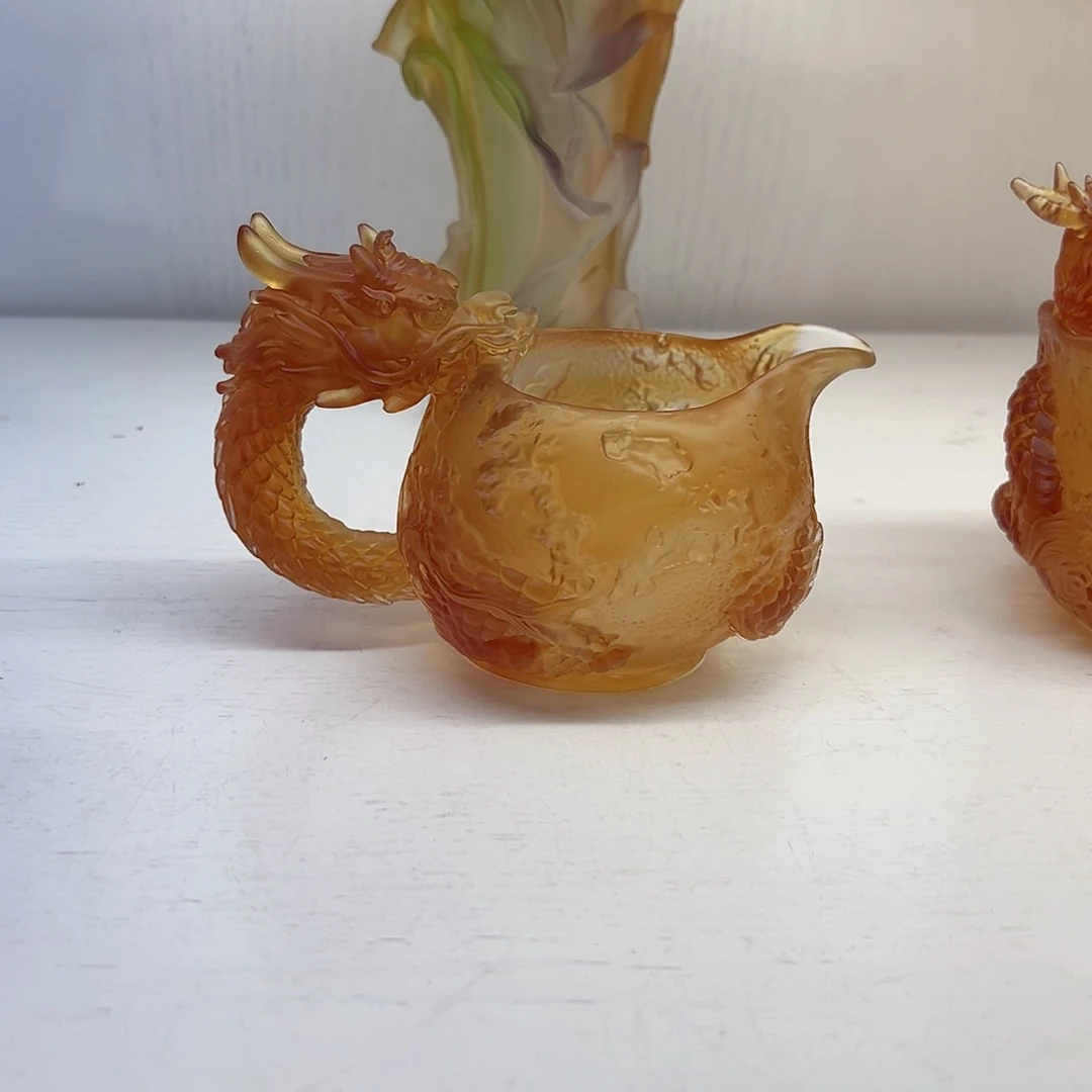 陶瓷QAA333脱蜡水晶龙纹公道杯