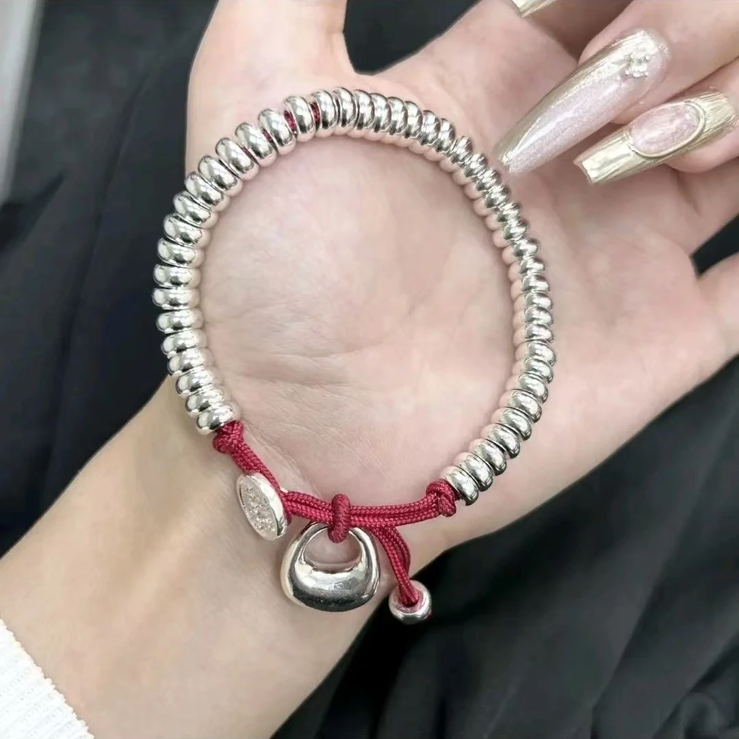 足银手链 999.9 【8】37g 新中式国潮手串手工红绳平安喜乐盘缠手链
