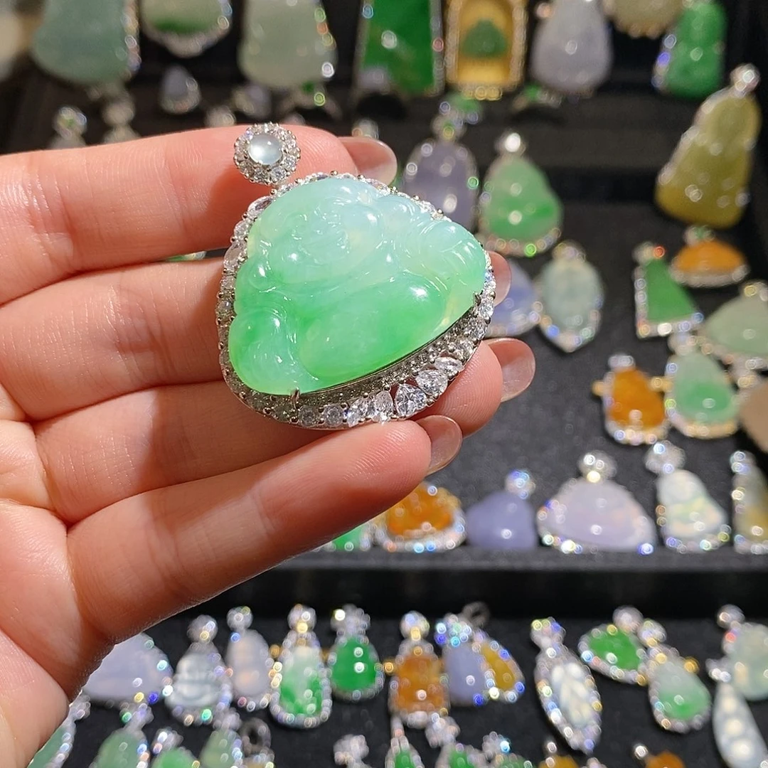 颈饰银S925镶嵌翡翠天然翡翠