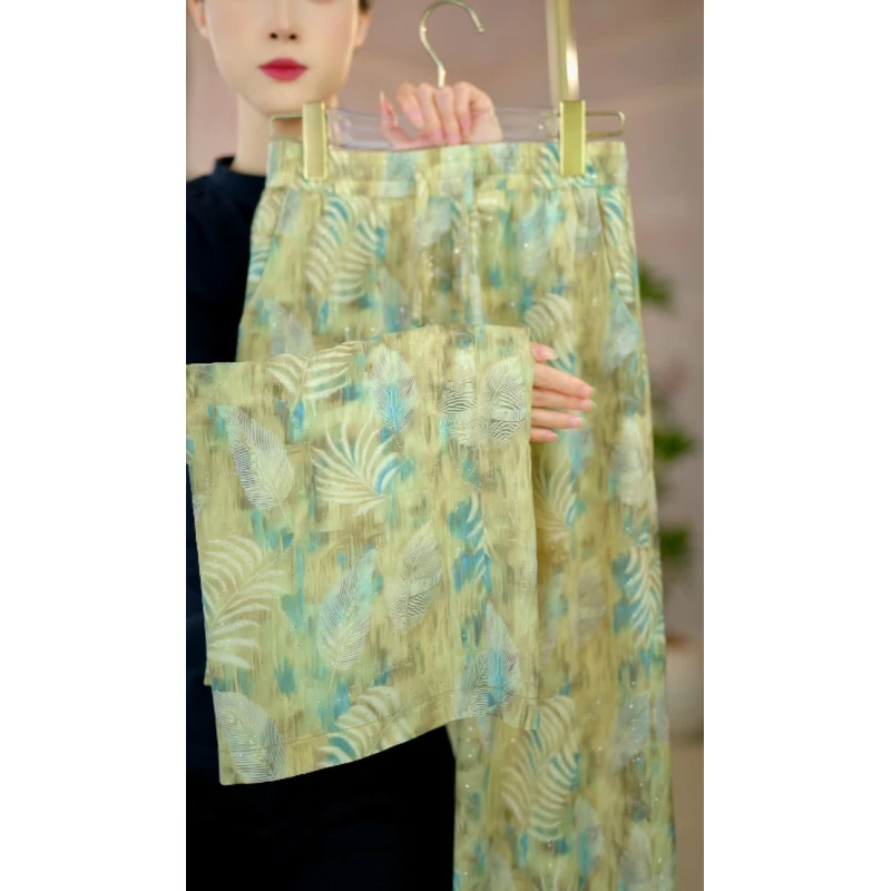 【轻奢高定】夏季重工烫钻阔腿直筒裤气质休闲印花女士百搭时尚11