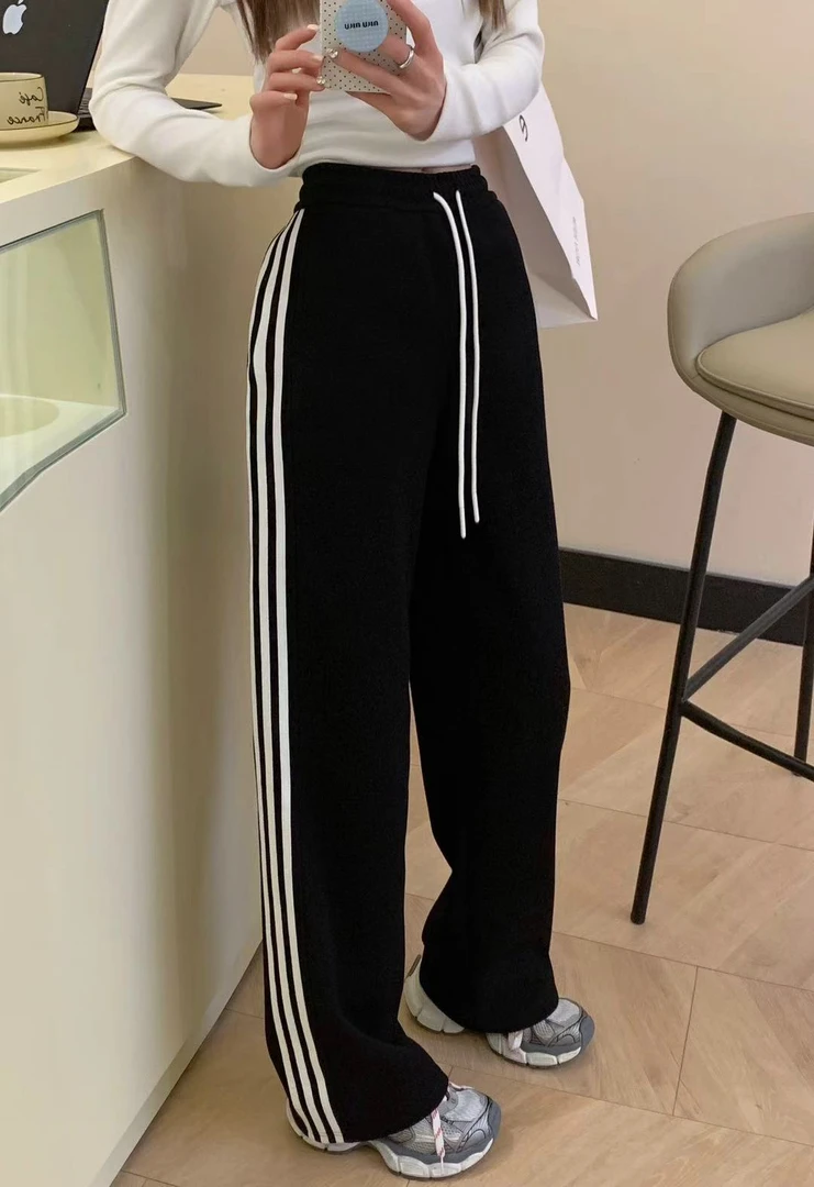 【9906】春季新款彩色拉条直筒卫裤