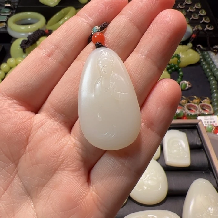 和田玉（白玉）颈饰未镶嵌呵*米达观音