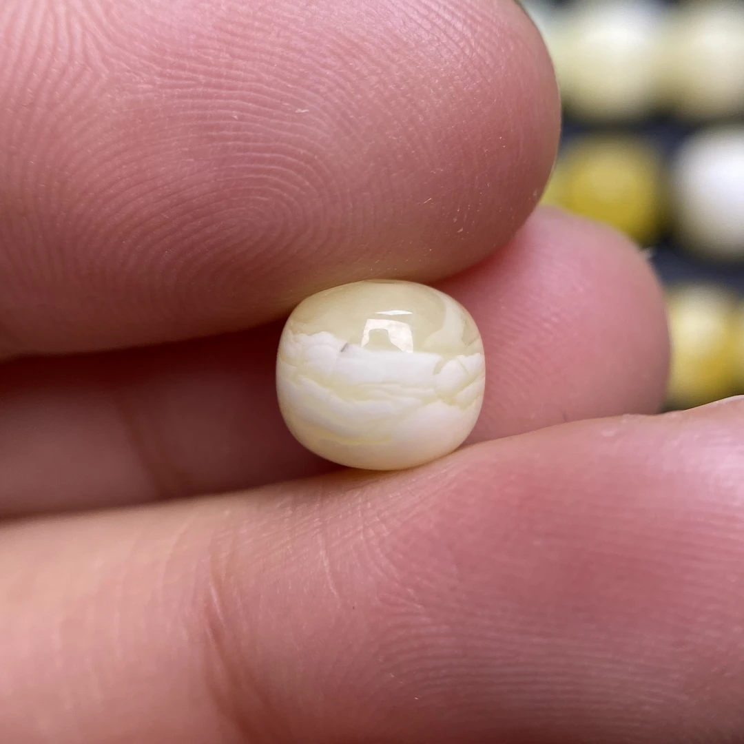 蜜蜡虎皮千层老型配饰8.4×7.5mm，一边有一条植物线，介意勿拍，