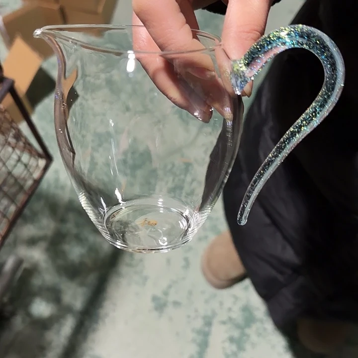 无盖款高硼硅玻璃玻璃茶器依然透蓝金