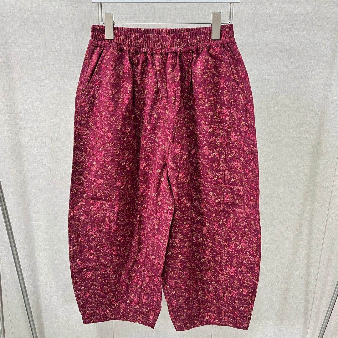 ZM2447 新款松紧腰宽松印花休闲百搭阔腿裤