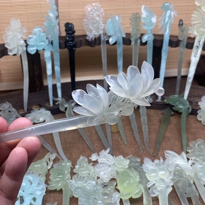 蛇纹石玉未镶嵌发簪