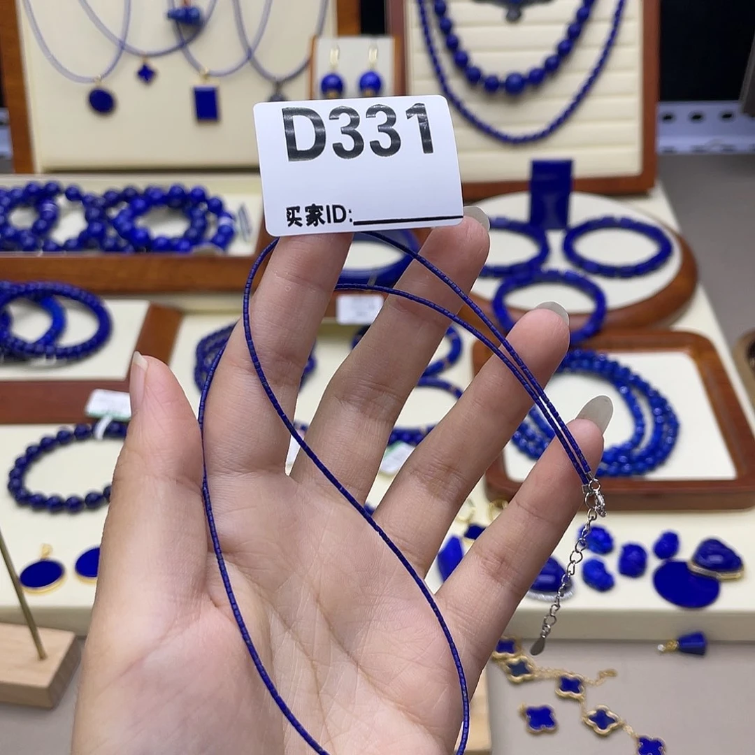 银S925镶嵌青金石项链1m m