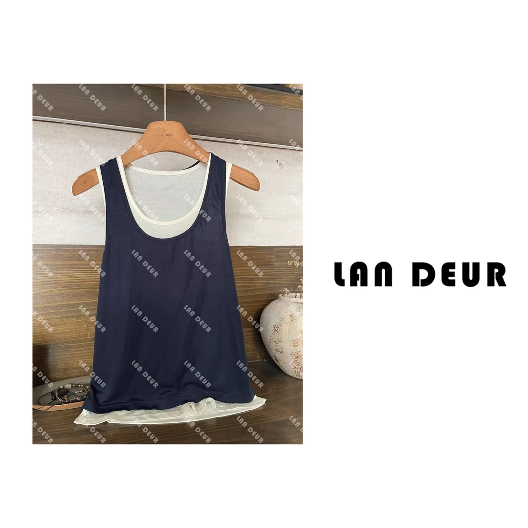 JIUJIU【叠穿日记】设计感小众假两件背心通勤内搭上衣