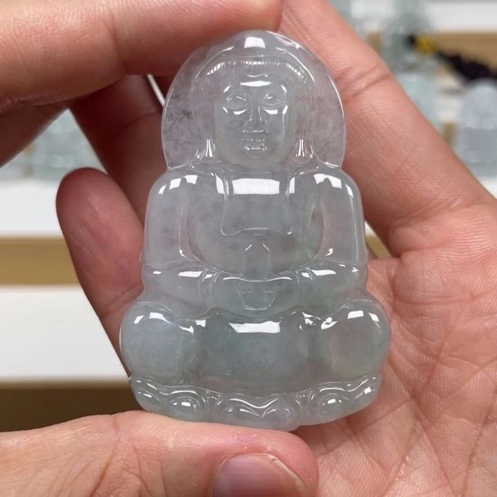 颈饰未镶嵌翡翠天然缅甸翡翠A货观音63号