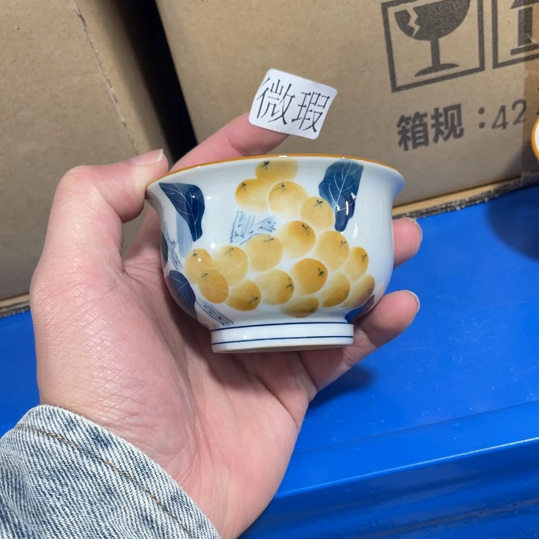 釉下手绘茶具微瑕