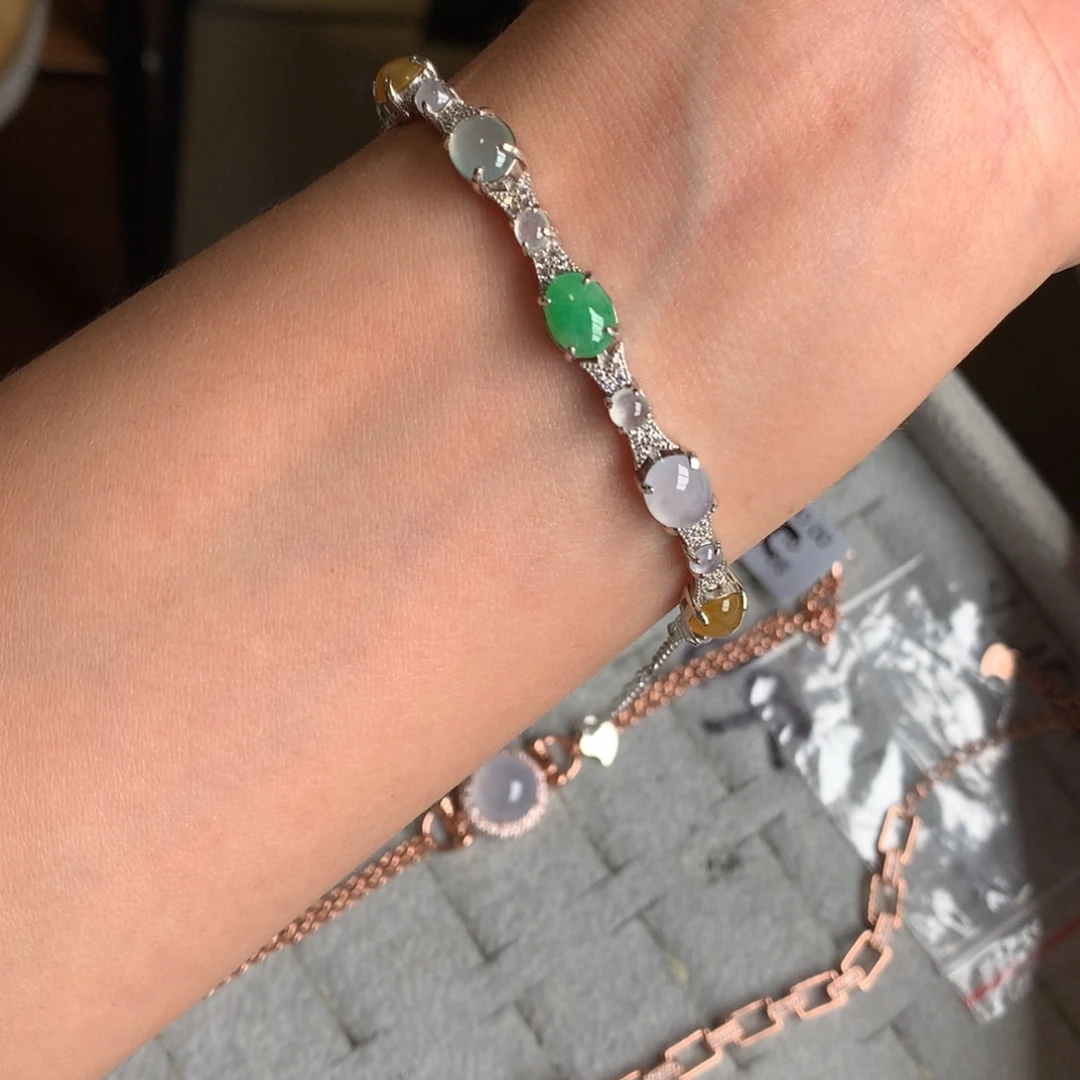 翡翠银S925镶嵌颈饰手链