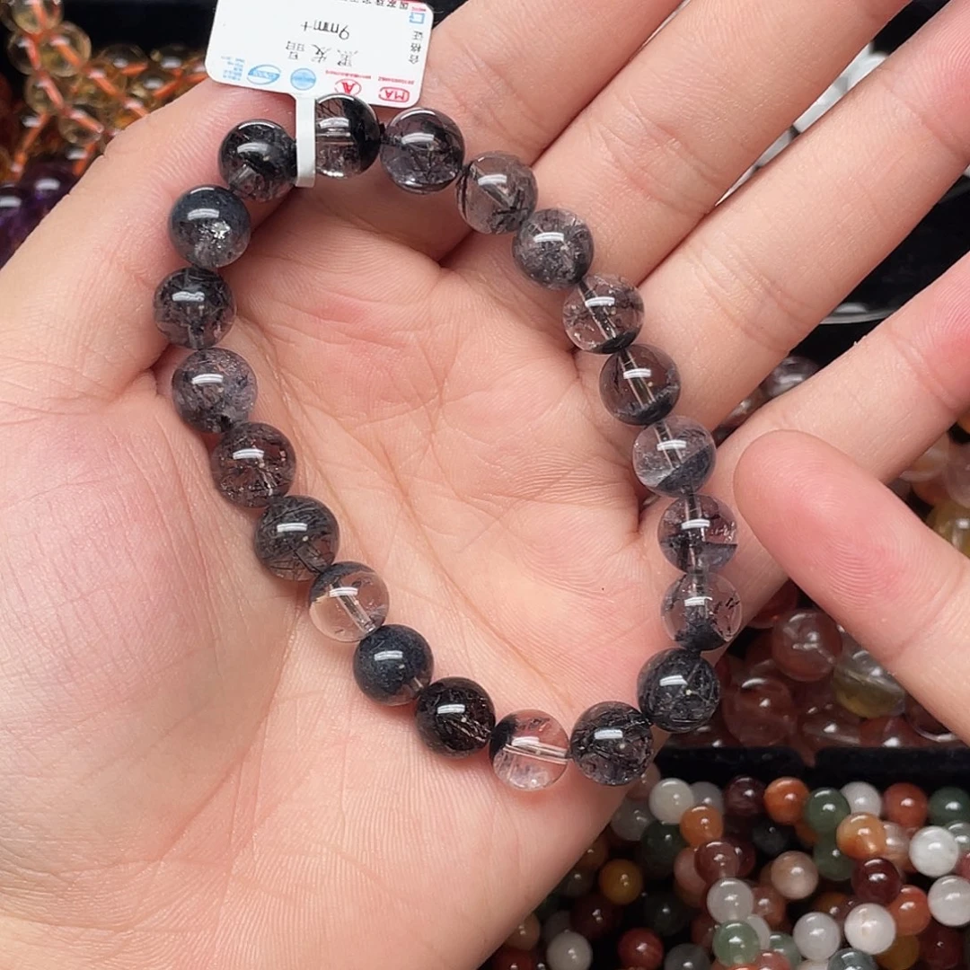 痞***范未镶嵌手链水晶黑发晶9.9