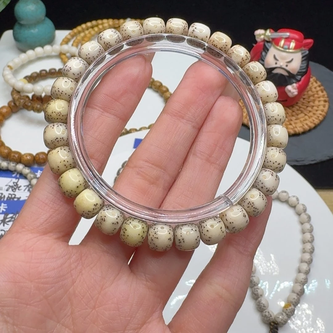 星月菩提吊坠鸿冰透玉化料牛毛针尖星贯穿留白8×7