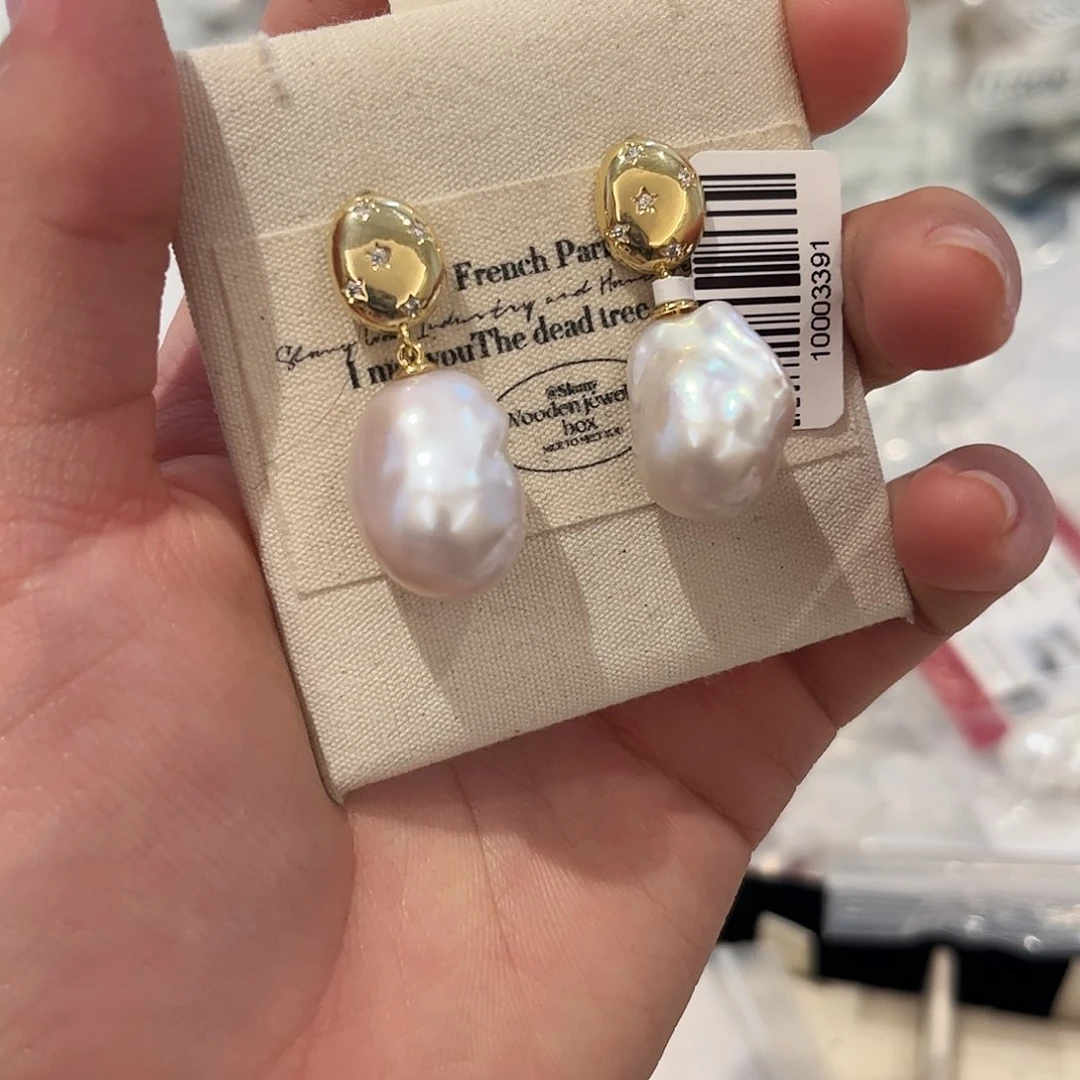 淡水珍珠耳饰合金