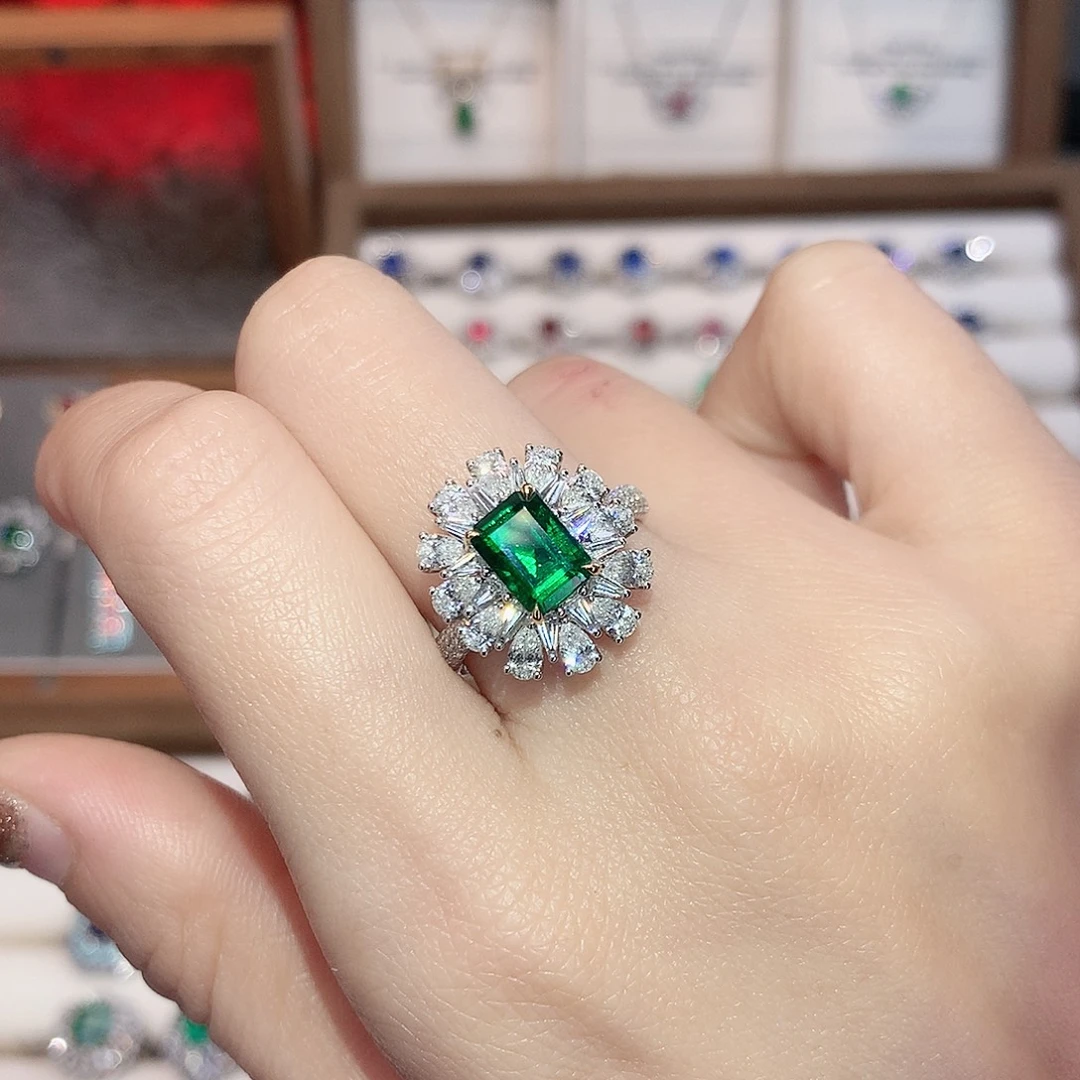 祖母绿18K金镶嵌戒指1.47ct/天然宝石/七天无理由