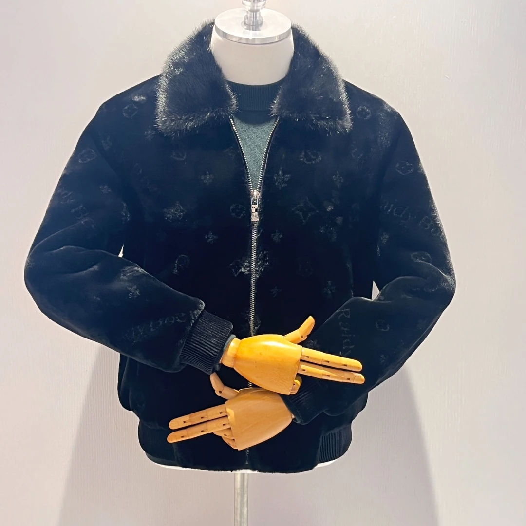 秋冬新品潮流男款水貂毛夹克外套