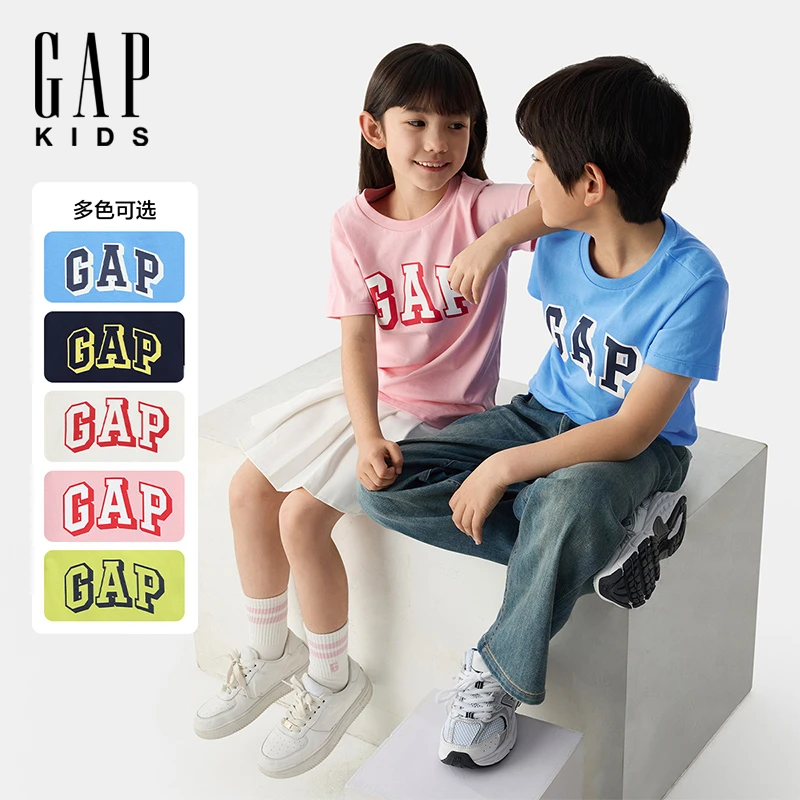 Gap【大小童同款】男女童2025春夏新款纯棉短袖圆领多巴胺T恤687250