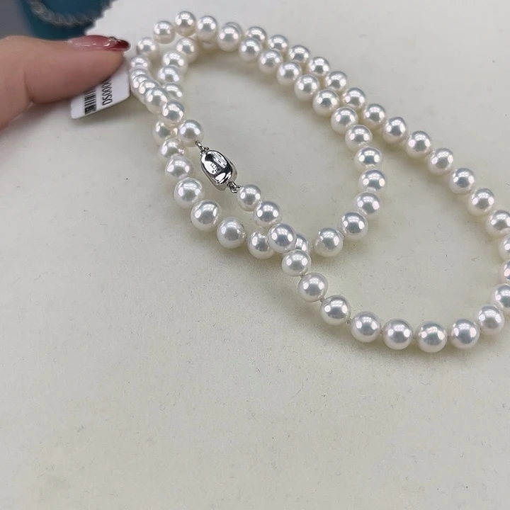 淡水珍珠银S925镶嵌颈饰6-7极光奥绿光高品