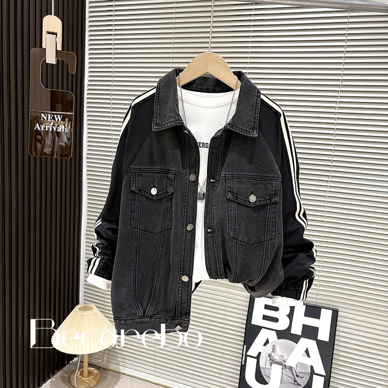 130-180【淏妈原创】青少年秋装男童牛仔外套儿童中大童春秋款男孩