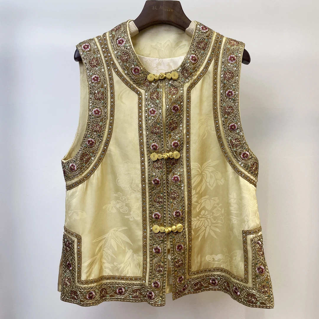 【霞光】 25年春夏新款新中式小香风时尚高级休闲提花马甲女士8161