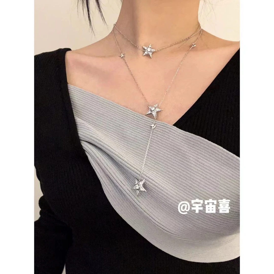 铜合金锆石项链  J1-025【彗星星宿系列diy多种带法夹子项链】