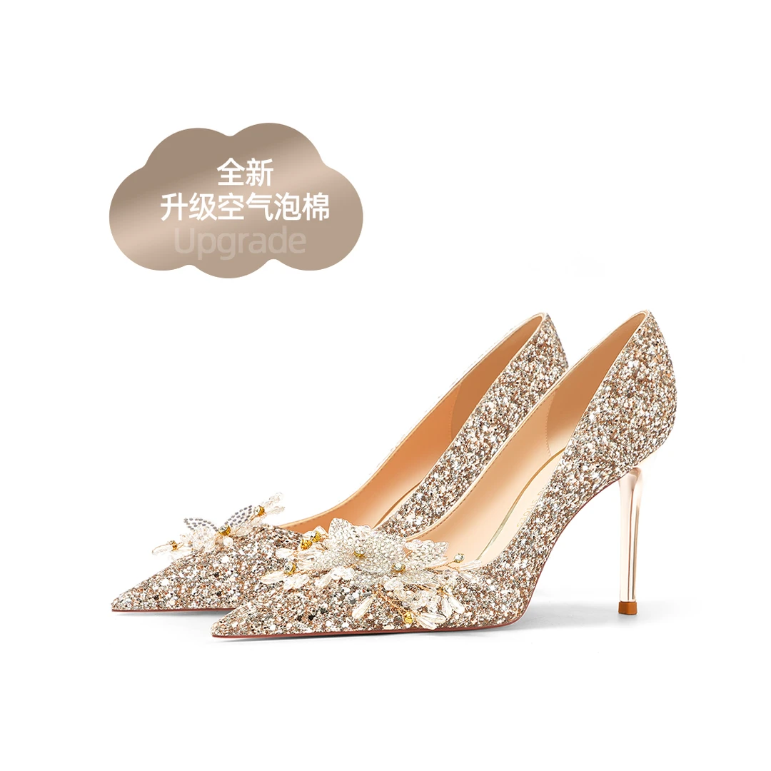 保暖空气棉~主婚鞋新娘鞋2025新款爆款女成人礼18岁礼服鞋高跟鞋