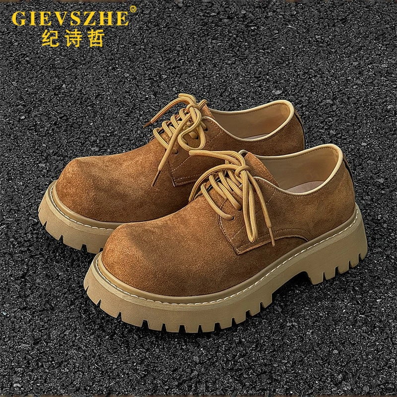 纪诗哲德比鞋男款休闲复古小众增高潮鞋大黄靴鞋子工装休闲皮鞋