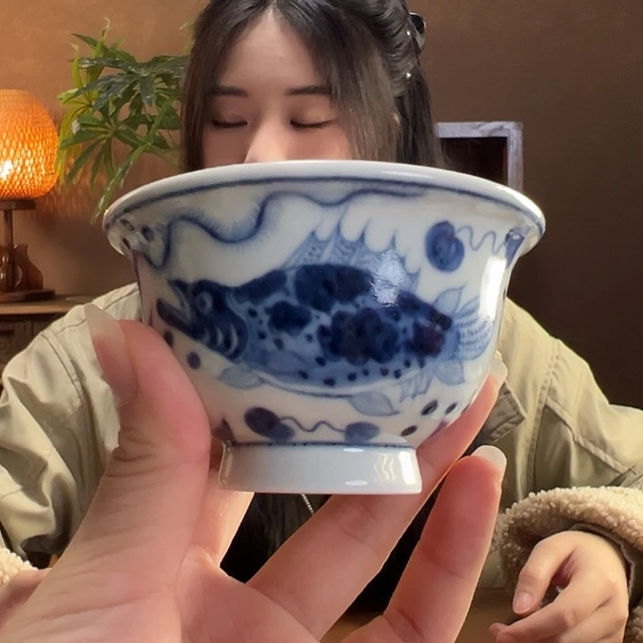 手工手绘茶具鱼澡