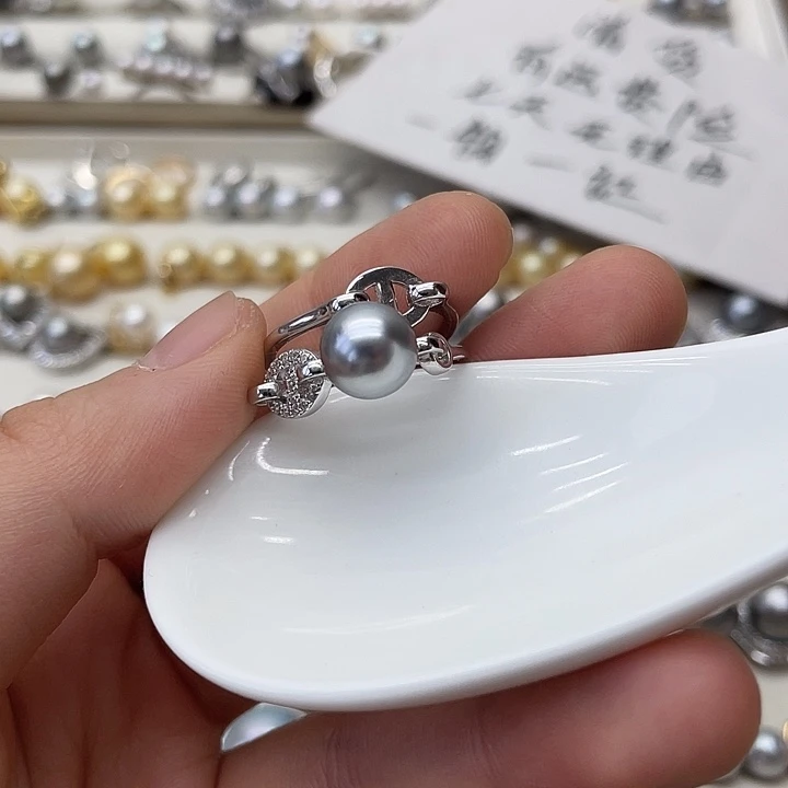 海水珍珠戒指银S925镶嵌