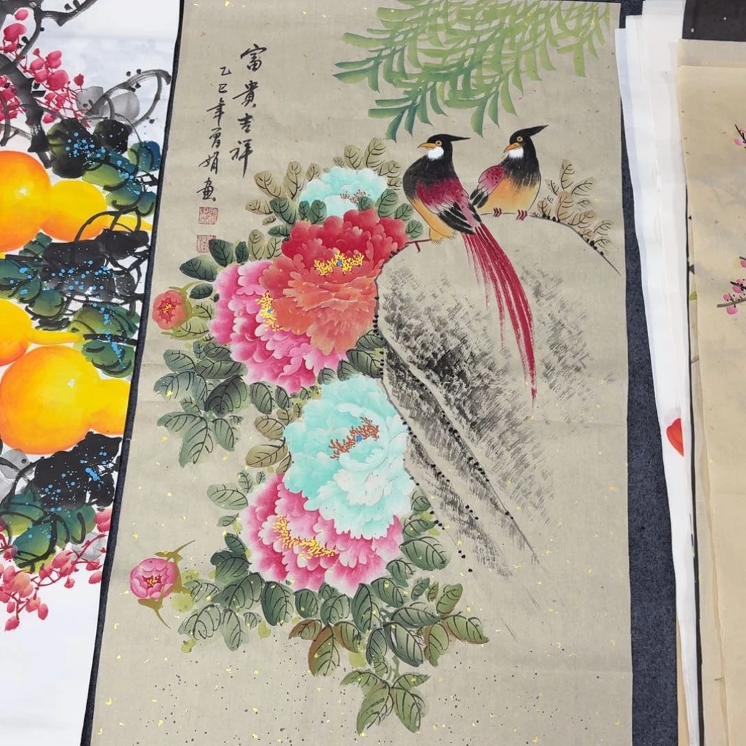 国画100×50手绘画画画